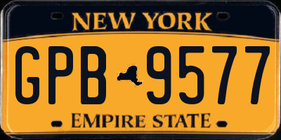 NY license plate GPB9577