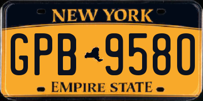 NY license plate GPB9580