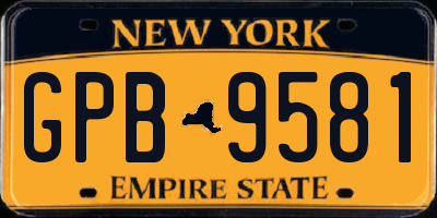 NY license plate GPB9581