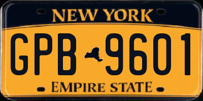 NY license plate GPB9601