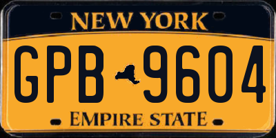 NY license plate GPB9604