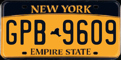 NY license plate GPB9609