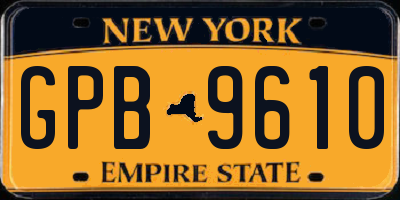 NY license plate GPB9610