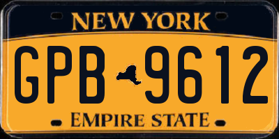 NY license plate GPB9612