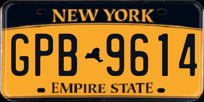 NY license plate GPB9614
