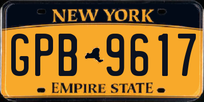 NY license plate GPB9617