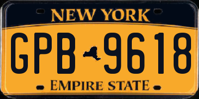 NY license plate GPB9618