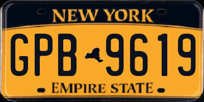NY license plate GPB9619
