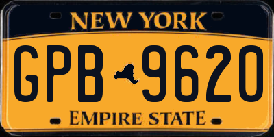 NY license plate GPB9620