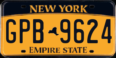 NY license plate GPB9624