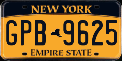 NY license plate GPB9625