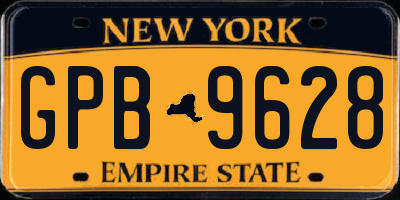 NY license plate GPB9628