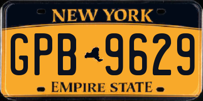 NY license plate GPB9629
