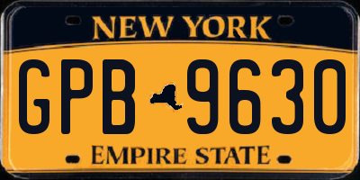 NY license plate GPB9630