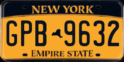 NY license plate GPB9632