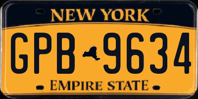 NY license plate GPB9634