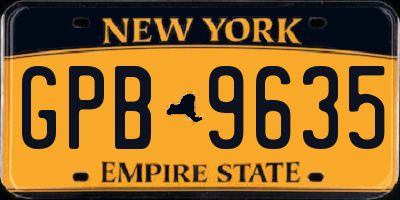 NY license plate GPB9635