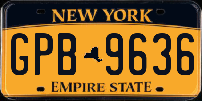 NY license plate GPB9636