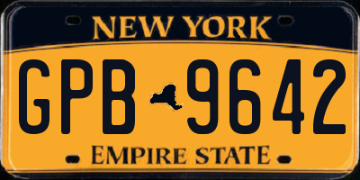 NY license plate GPB9642