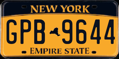 NY license plate GPB9644