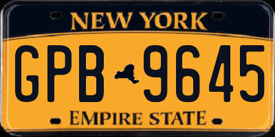 NY license plate GPB9645