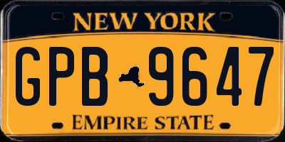 NY license plate GPB9647