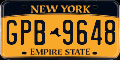 NY license plate GPB9648