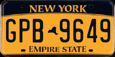 NY license plate GPB9649