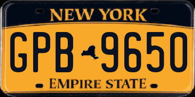 NY license plate GPB9650