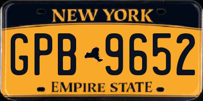 NY license plate GPB9652