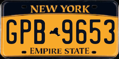 NY license plate GPB9653