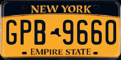 NY license plate GPB9660