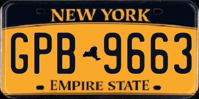 NY license plate GPB9663