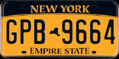 NY license plate GPB9664