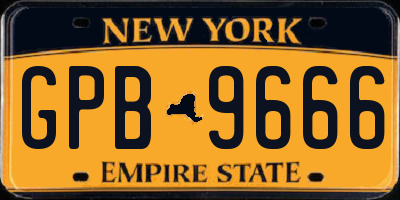 NY license plate GPB9666