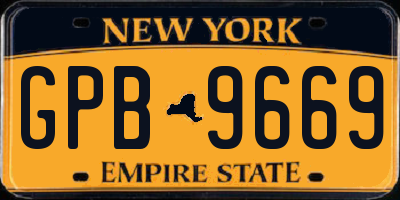 NY license plate GPB9669