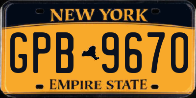 NY license plate GPB9670