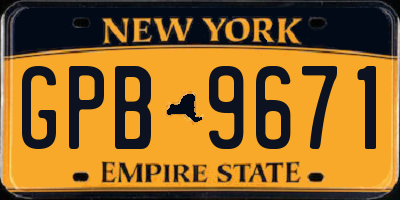 NY license plate GPB9671