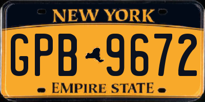 NY license plate GPB9672