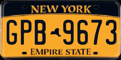 NY license plate GPB9673