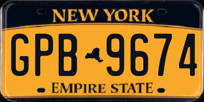 NY license plate GPB9674