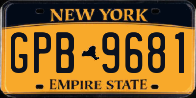 NY license plate GPB9681