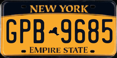 NY license plate GPB9685