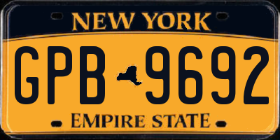 NY license plate GPB9692