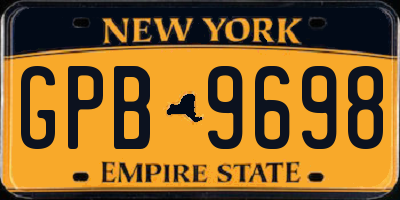 NY license plate GPB9698