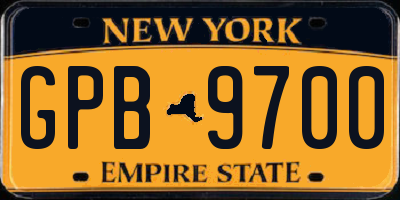 NY license plate GPB9700