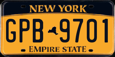 NY license plate GPB9701