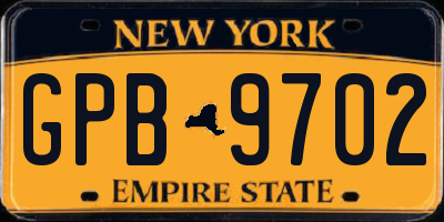 NY license plate GPB9702