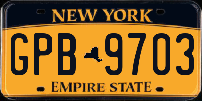 NY license plate GPB9703