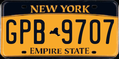 NY license plate GPB9707